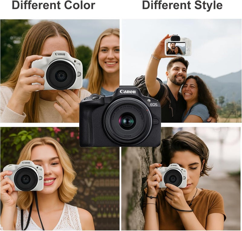 ELNORY EOSR50 EOS R50 Camera Case Accessories Kit, Lightweight Silicone Protective Case with Strap Wrist, Anti-Scratch Slim Fit Soft Cover for Canon EOS R50 Camera (Beige) - Image 5